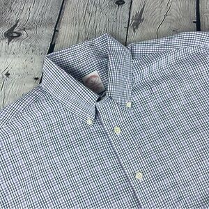 Brooks Brothers 346 Shirt Mens Large Blue Plaid Short Sleeve‎ Button Down Casual